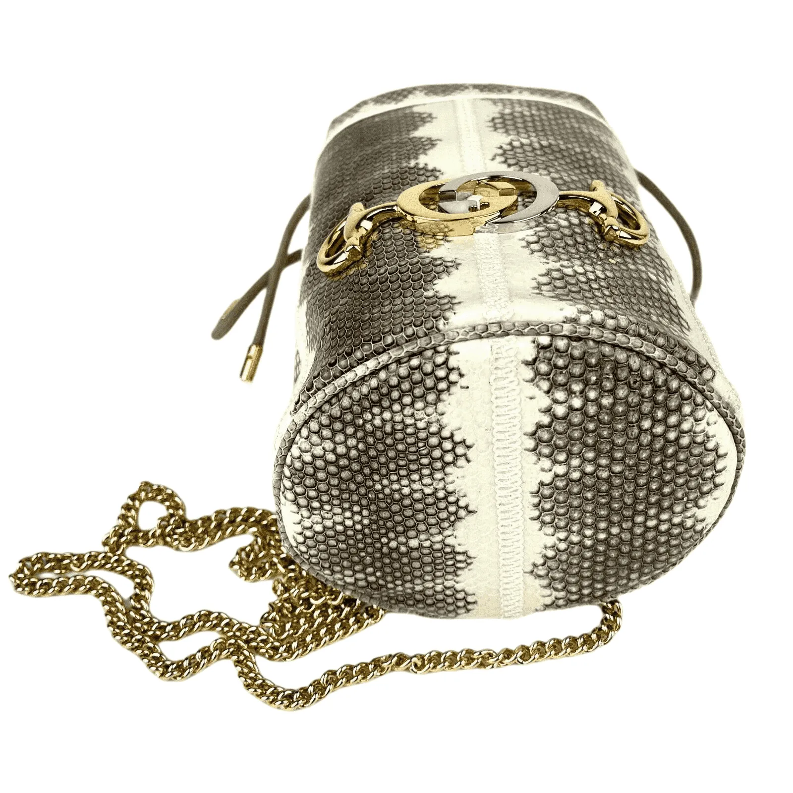 Gucci Zumi / Snakeskin Mini Drawstring Bucket Chain Bag