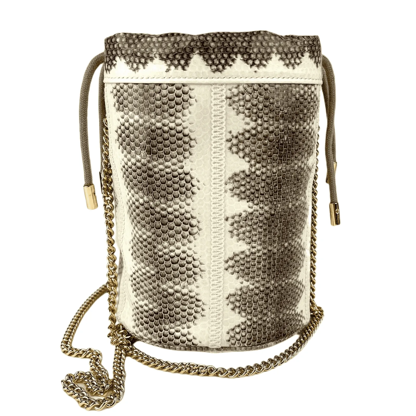 Gucci Zumi / Snakeskin Mini Drawstring Bucket Chain Bag