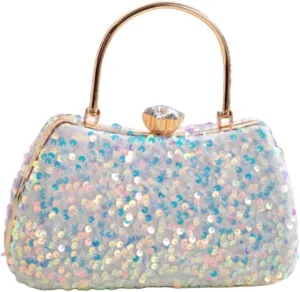IAMUHI Small Sequins Clutch Purse Top Handle Evening Handbag Mini Square Shoulder Crossbody Bag