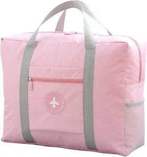 INVODA Travel Bag Foldable Duffle Bag Spirit Airlines Personal Item for Women Men Lightweight Short Trip Carry On Bag Sports Gym Tote Weekender Overnight (1002 Pink)