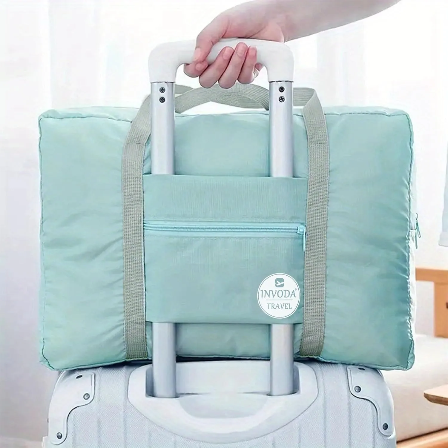 INVODA Travel Duffel Bag for Women Men Foldable Luggage Bags Sports Gym Bag Spirit Airlines Personal Item Carry on Weekender Overnight Bag (Green)