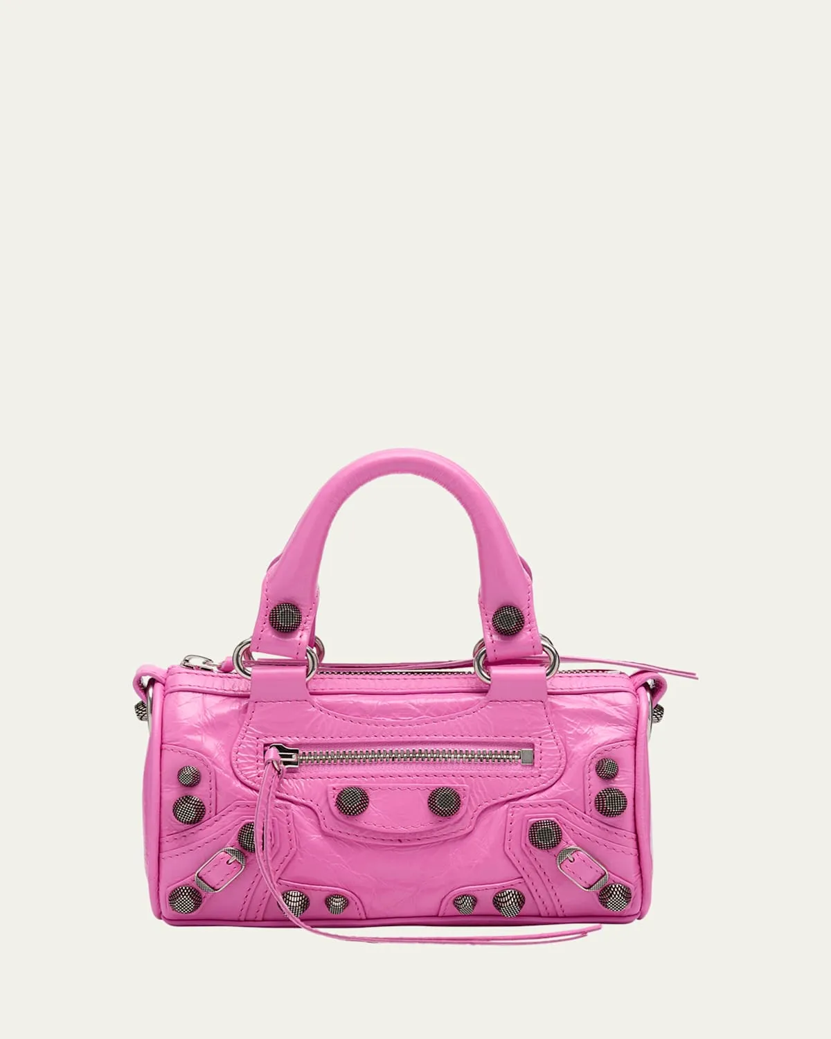 Le Cagole Nano Crushed Leather Crossbody Bag