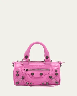 Le Cagole Nano Crushed Leather Crossbody Bag