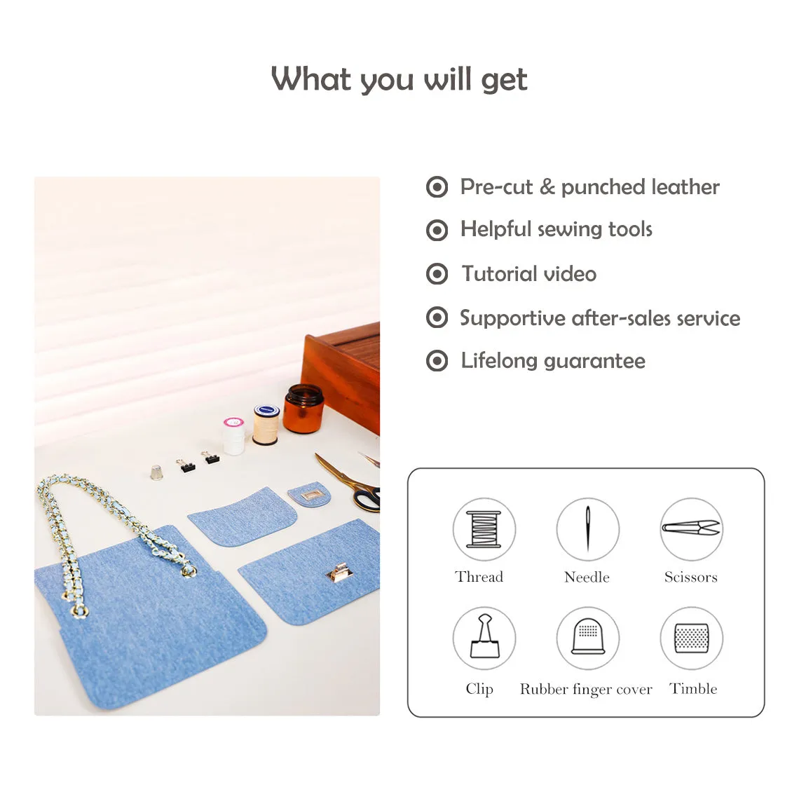 Leather Denim Small Chain Bag DIY Kits