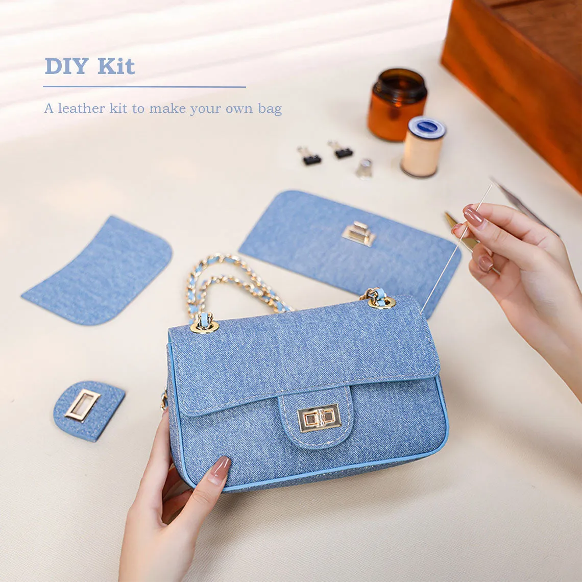 Leather Denim Small Chain Bag DIY Kits