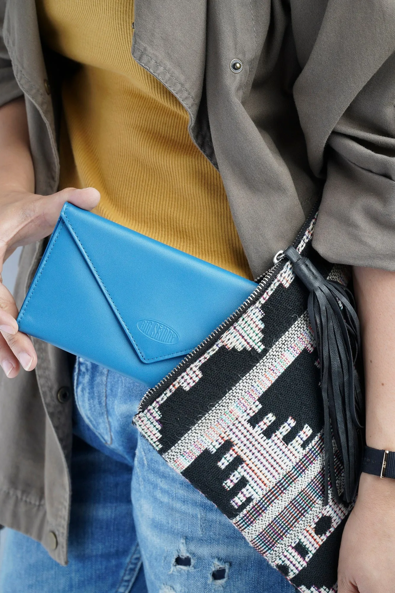 Leather Slimvelope Ocean Blue