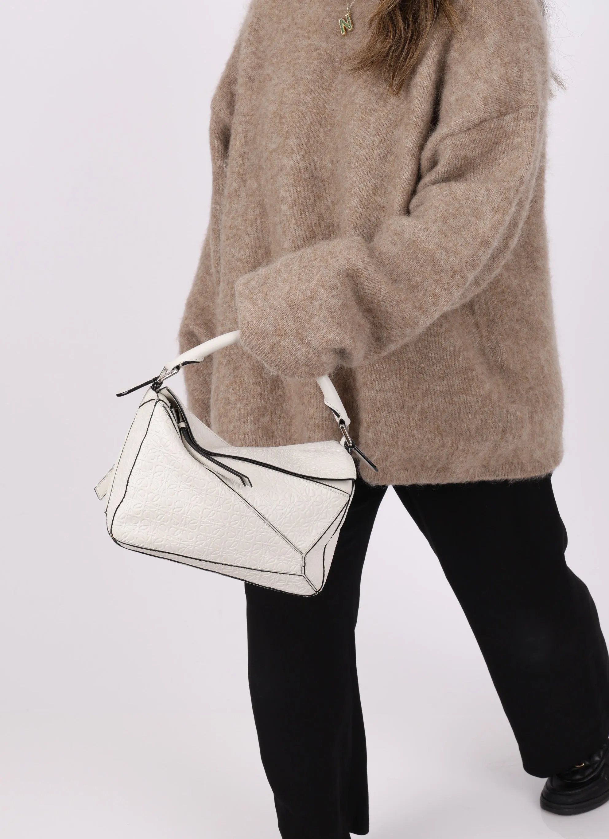 Loewe Anagram Embossed Calfskin Small Puzzle Bag