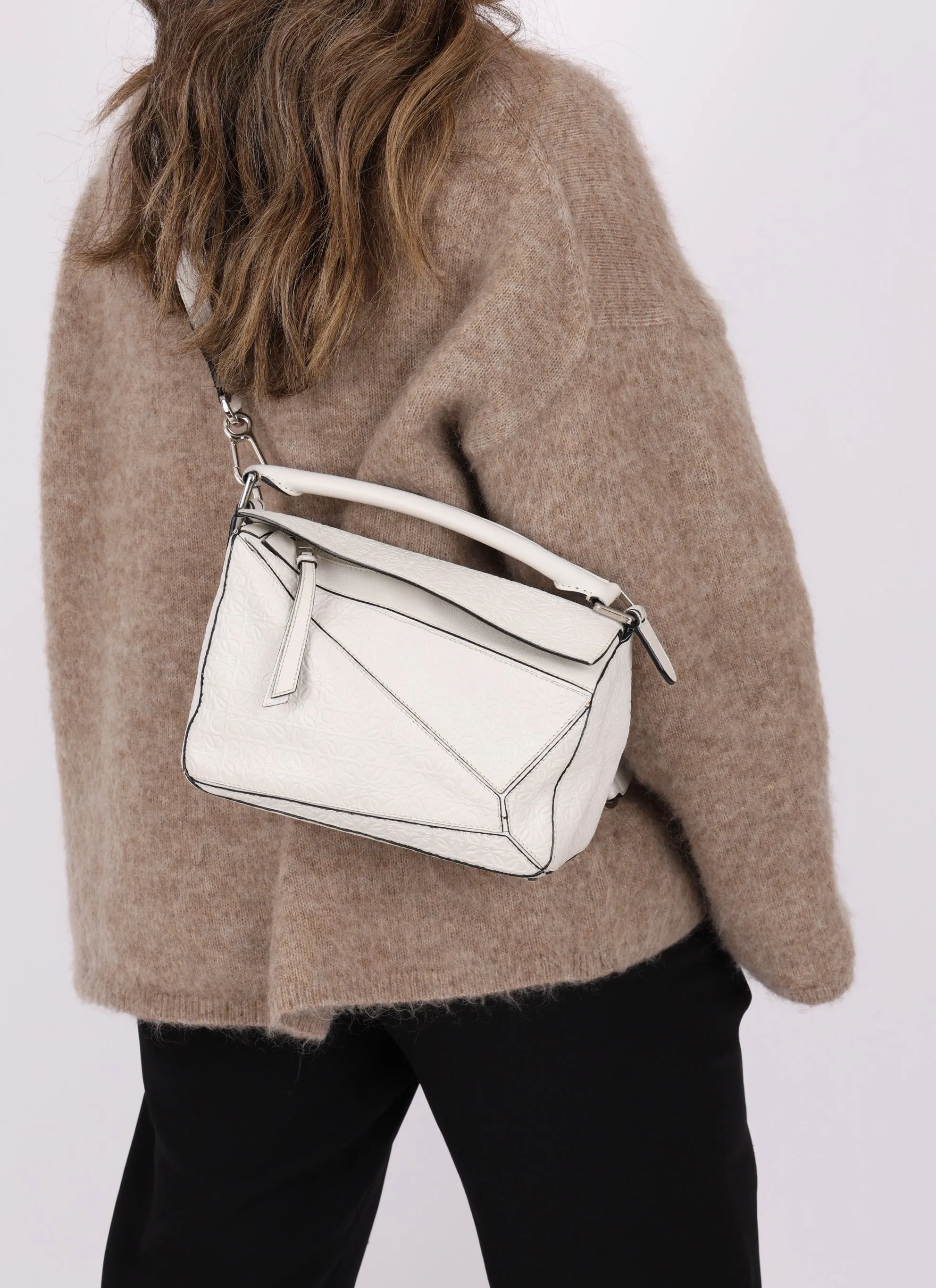 Loewe Anagram Embossed Calfskin Small Puzzle Bag
