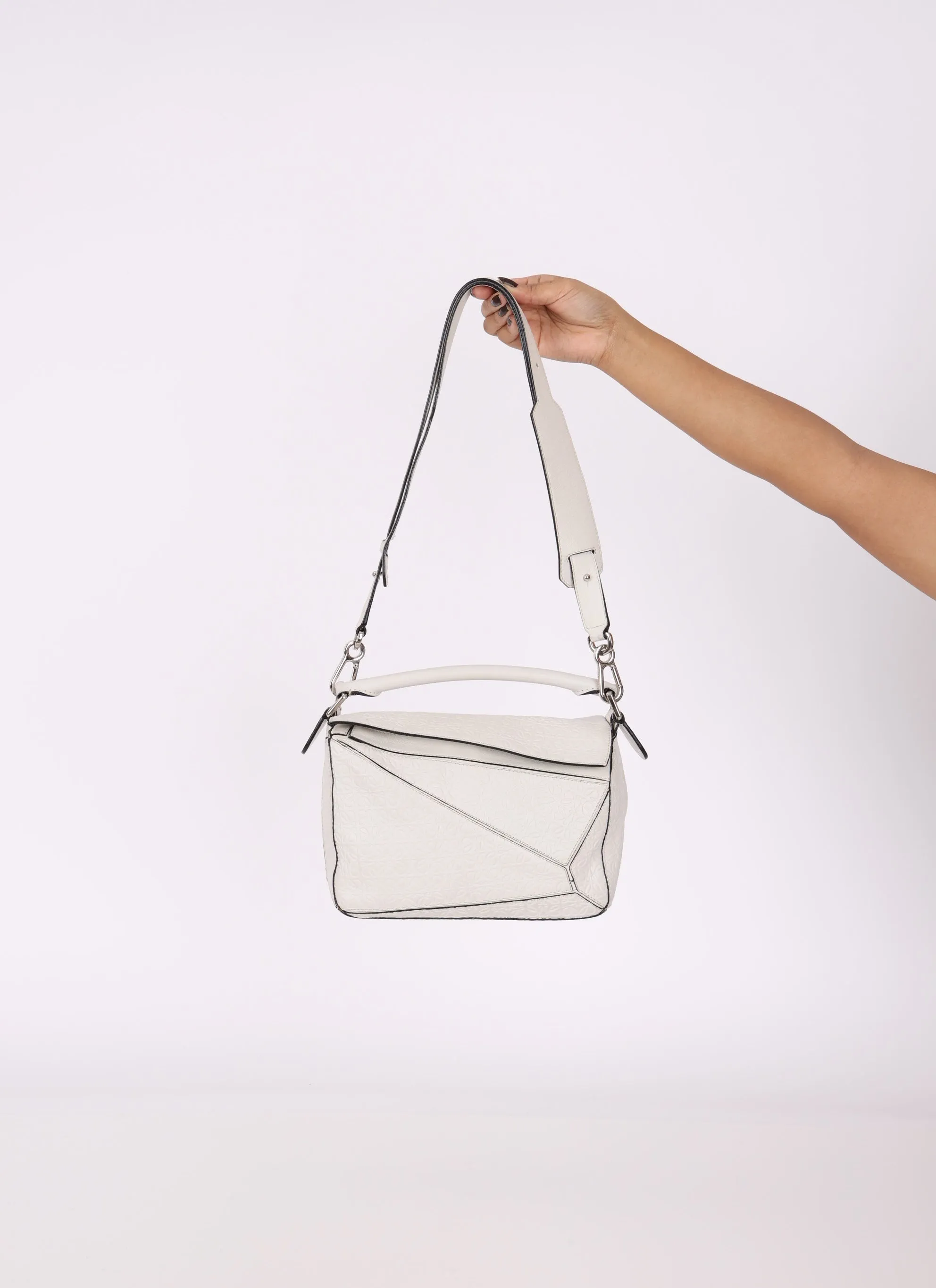 Loewe Anagram Embossed Calfskin Small Puzzle Bag