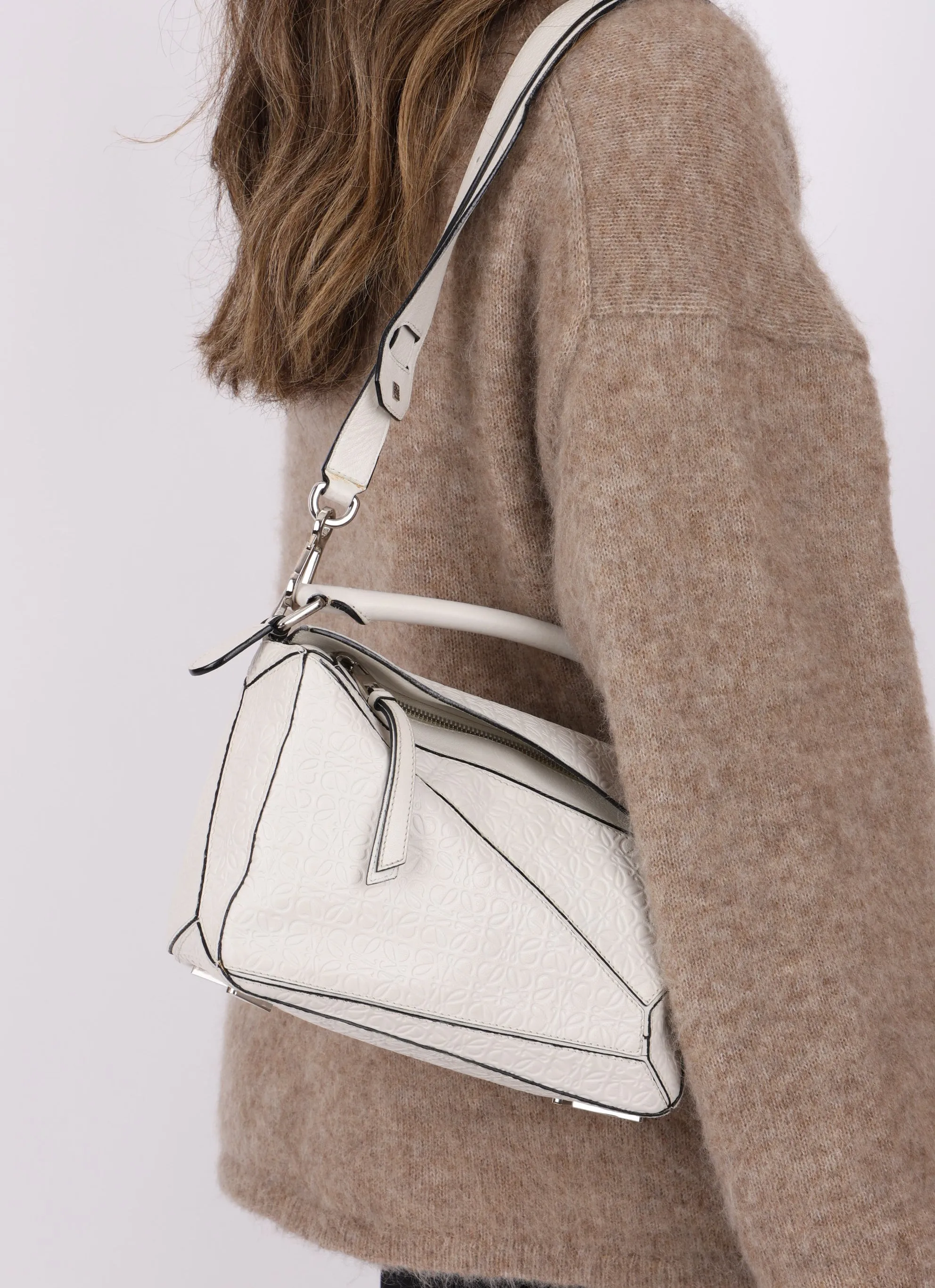 Loewe Anagram Embossed Calfskin Small Puzzle Bag
