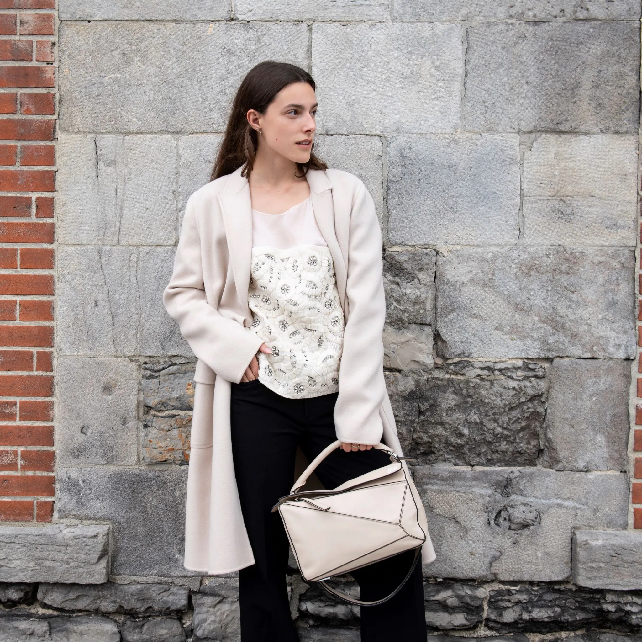 Loewe Light Beige Calfskin Medium Puzzle Bag