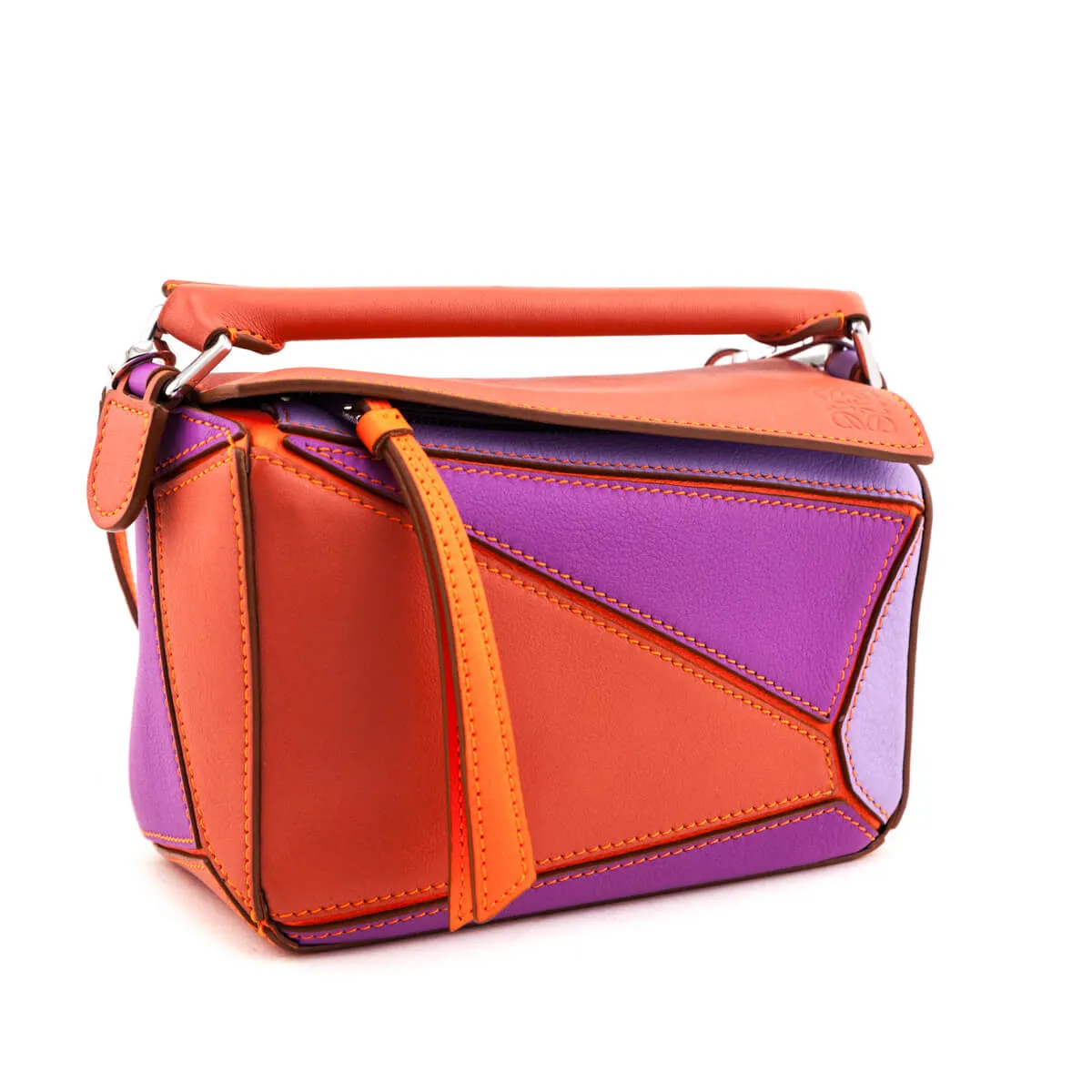 Loewe x Paula's Ibiza Orange & Multicolor Mini Puzzle Edge Bag