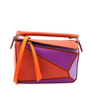 Loewe x Paula's Ibiza Orange & Multicolor Mini Puzzle Edge Bag
