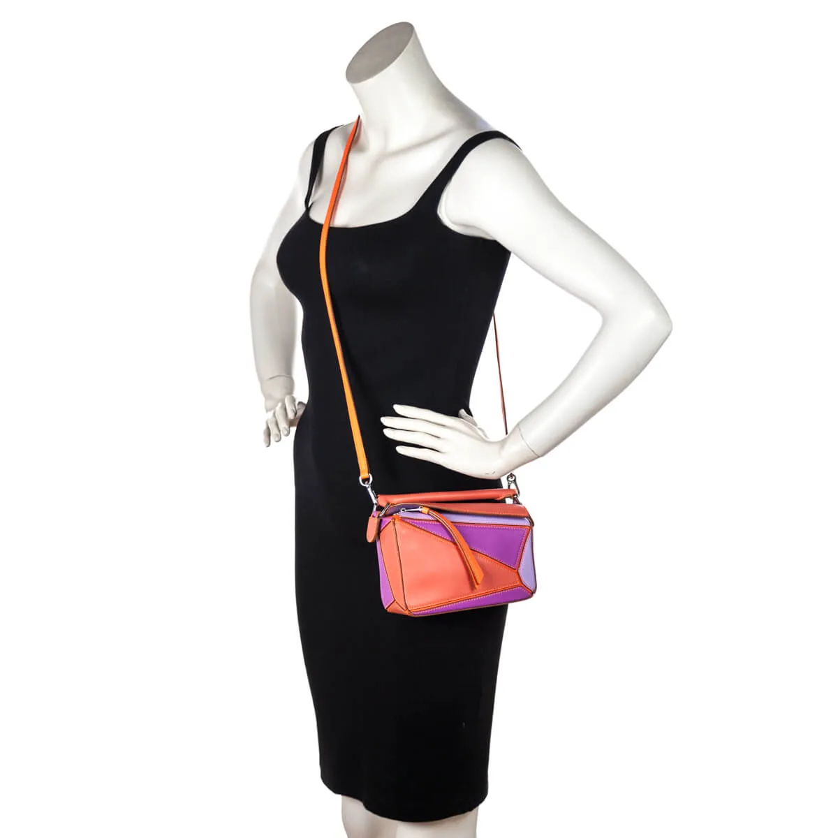 Loewe x Paula's Ibiza Orange & Multicolor Mini Puzzle Edge Bag