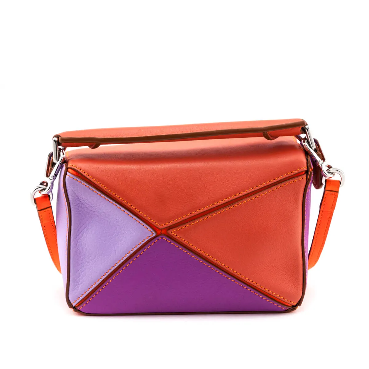 Loewe x Paula's Ibiza Orange & Multicolor Mini Puzzle Edge Bag
