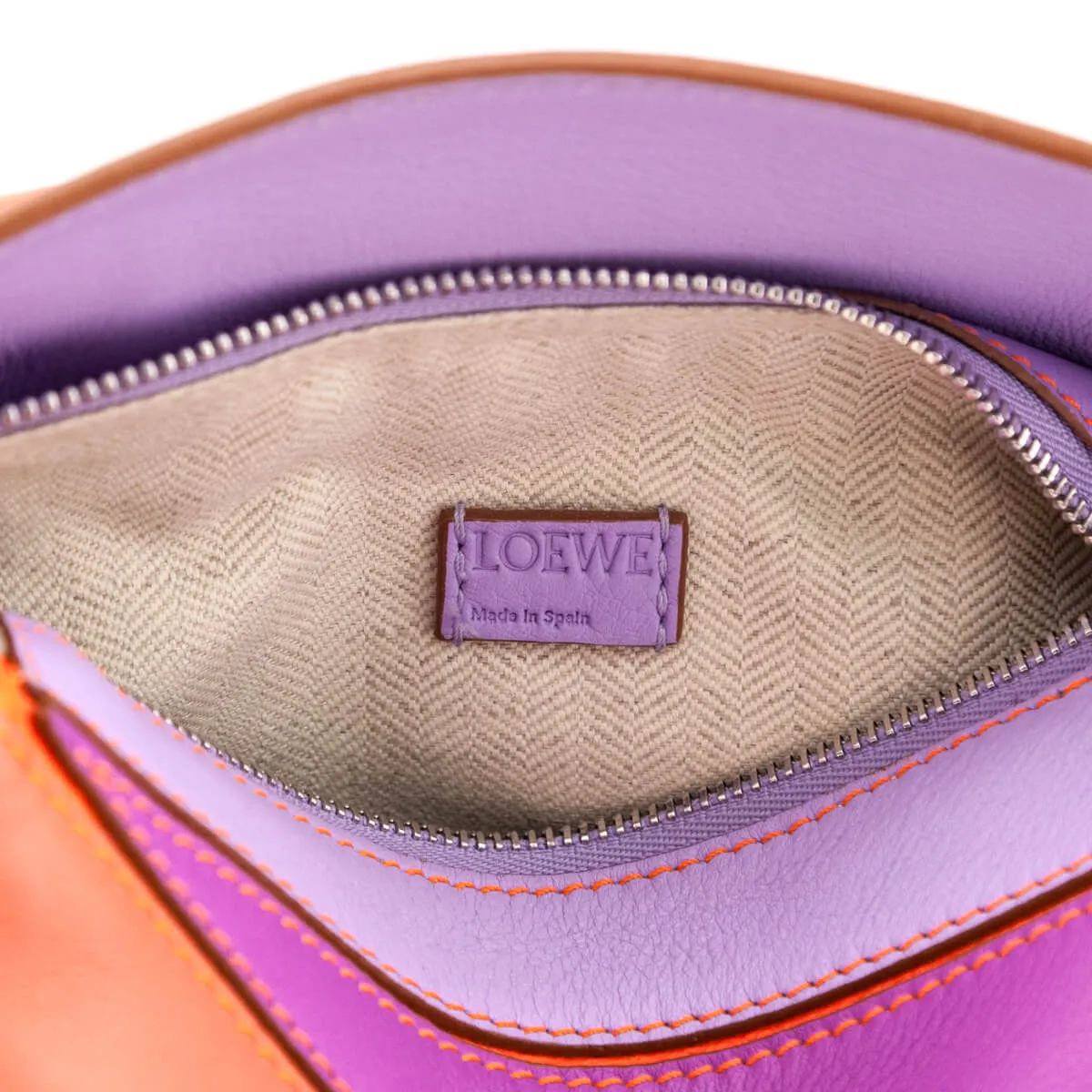 Loewe x Paula's Ibiza Orange & Multicolor Mini Puzzle Edge Bag