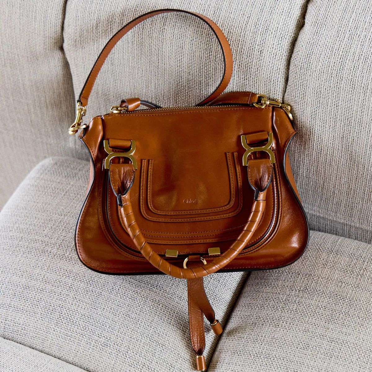Marcie Small Shiny Double Carry Bag