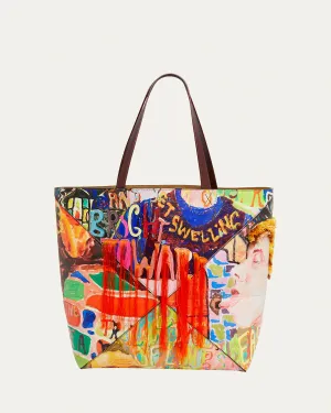 Men's Puzzle Fold Large Leather Tote Bag