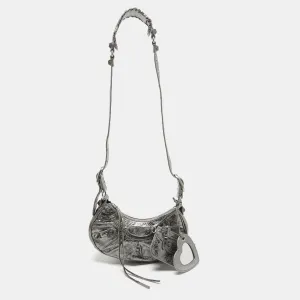 Metallic Grey Patent Leather XS Le Cagole Shoulder Bag