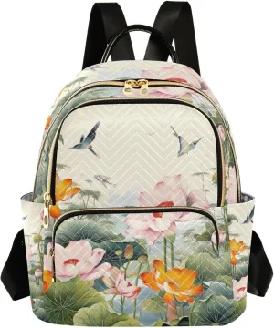 Mini Backpack for Women Lotus Pond Flowers Mini Backpack Purse Lightweight Small Daypack, 8.5L