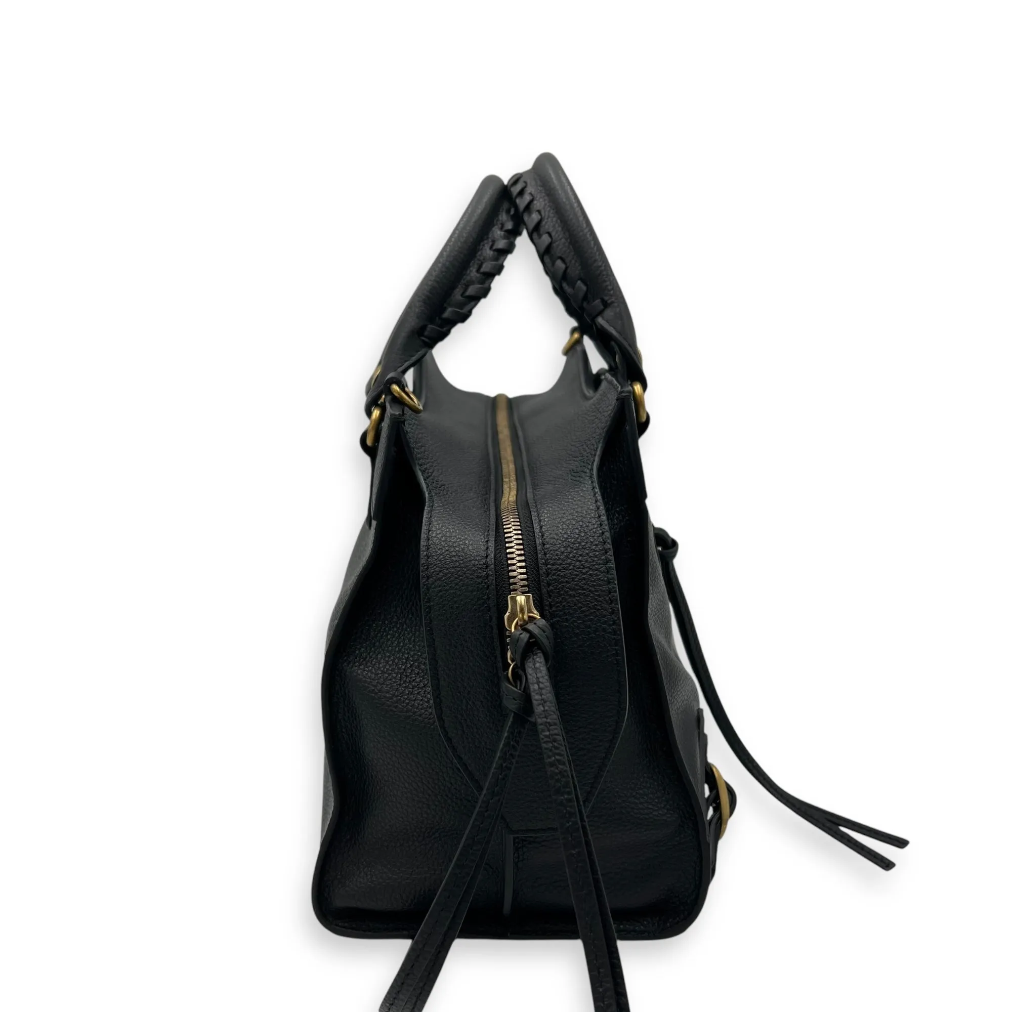 Neo Classic Top Handle Bag Black in Calfskin, Gold hardware
