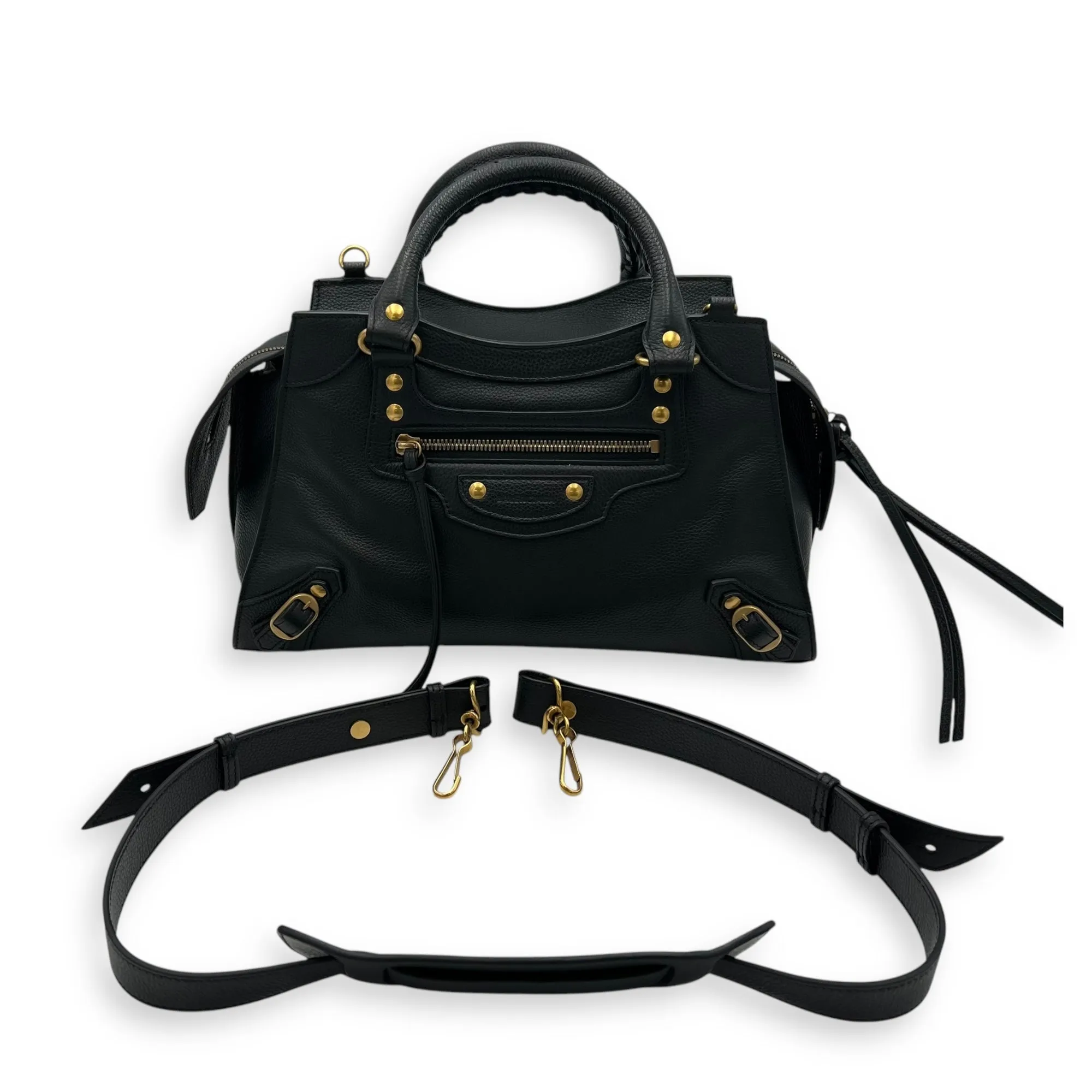 Neo Classic Top Handle Bag Black in Calfskin, Gold hardware