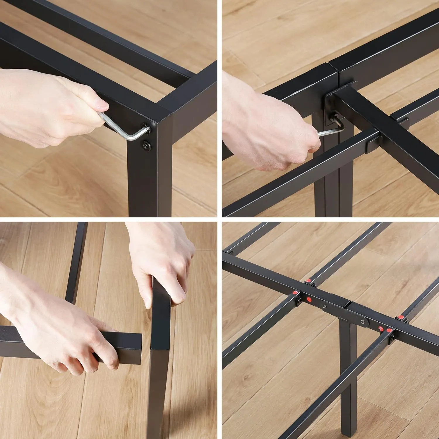 Olee Sleep 14 Inch Heavy Duty Steel Slat Anti-Slip Support, Easy Assembly Platform Bed Frame, Noise Free Steel Mattress Foundation, Maximum Storage, No Box Spring Needed, Black, Full Size