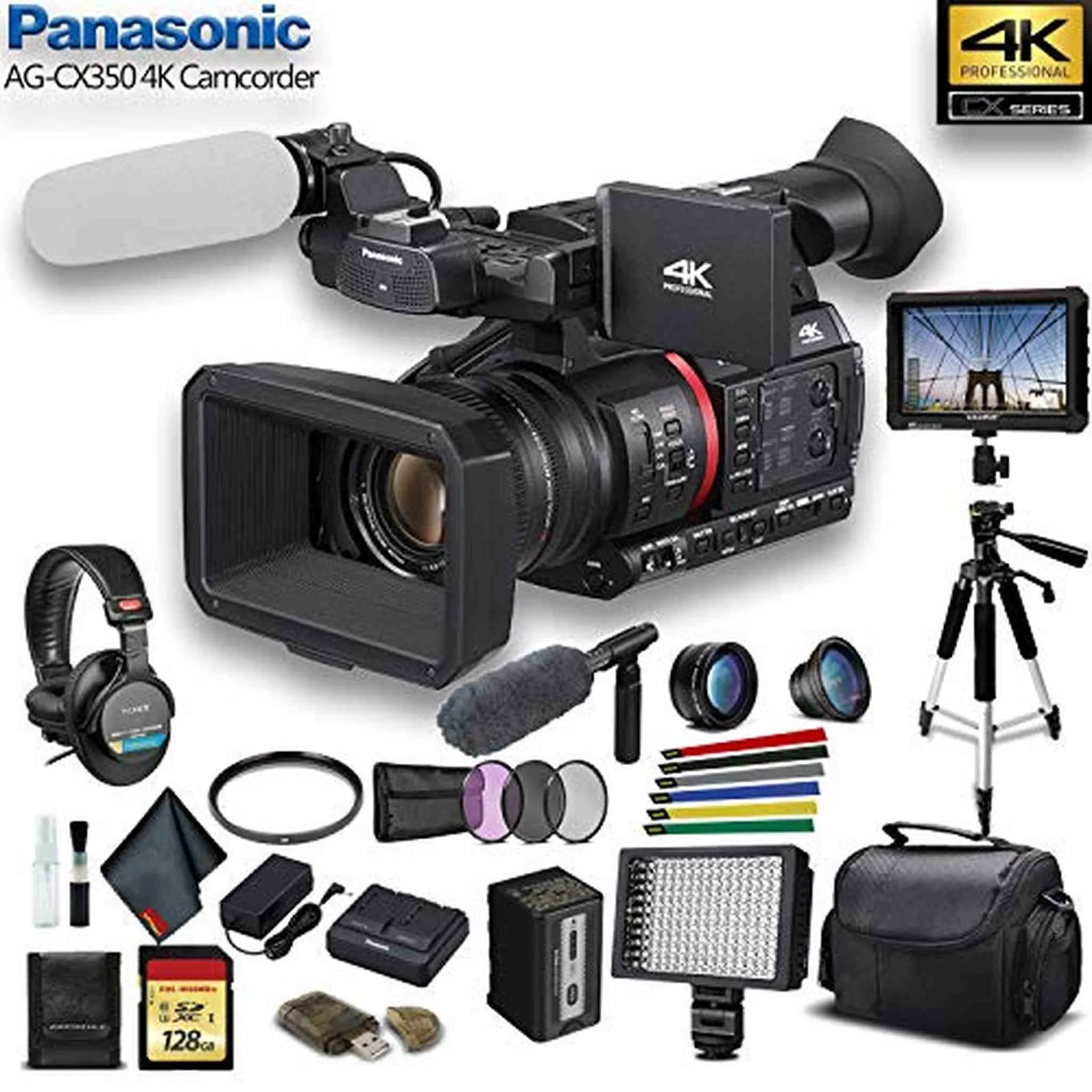 Panasonic 4K Camcorder W/ Padded Case - Advanced W/  Mic Bundle
