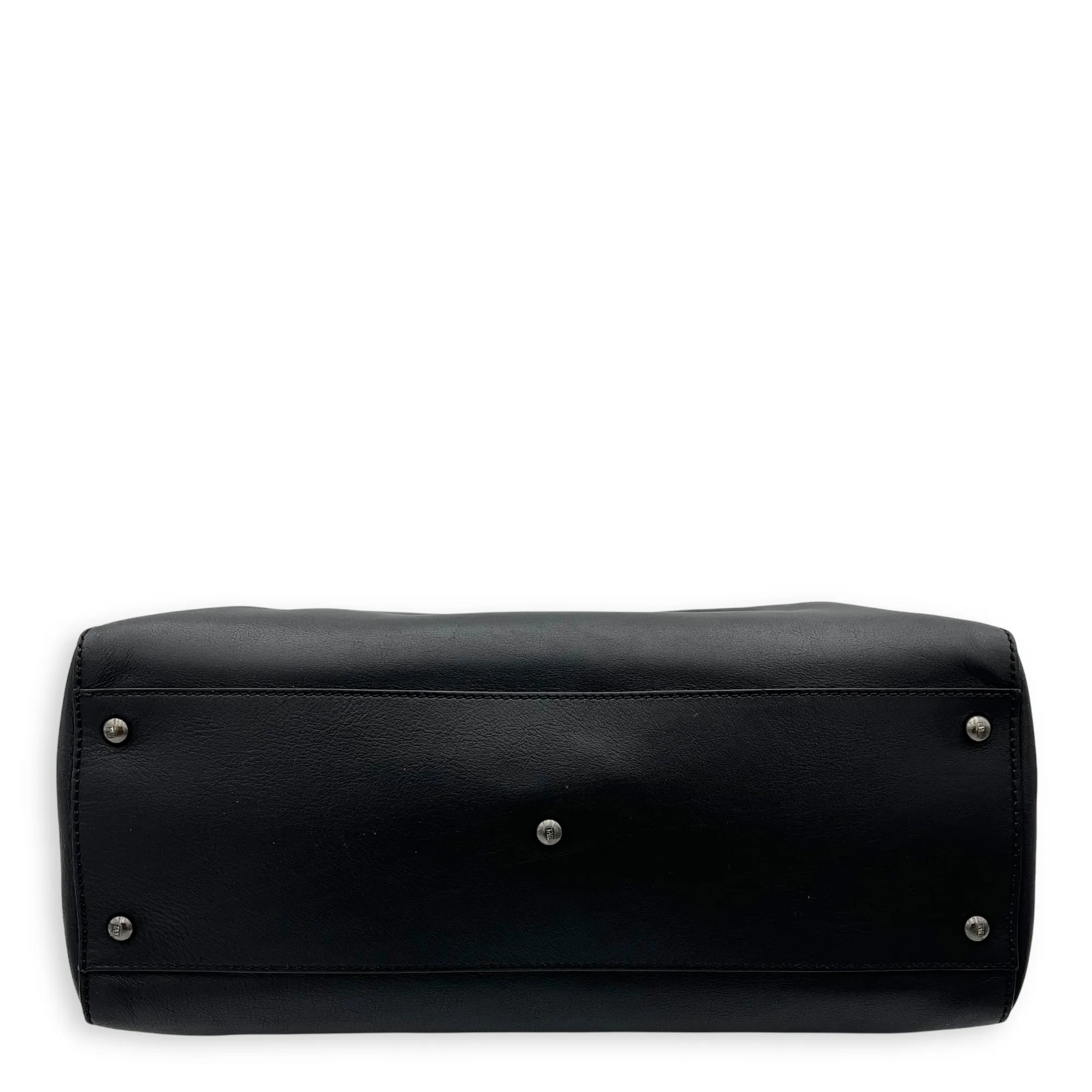 Peekaboo Large Black Top Handle Bag in Calfskin, Mixed hardware