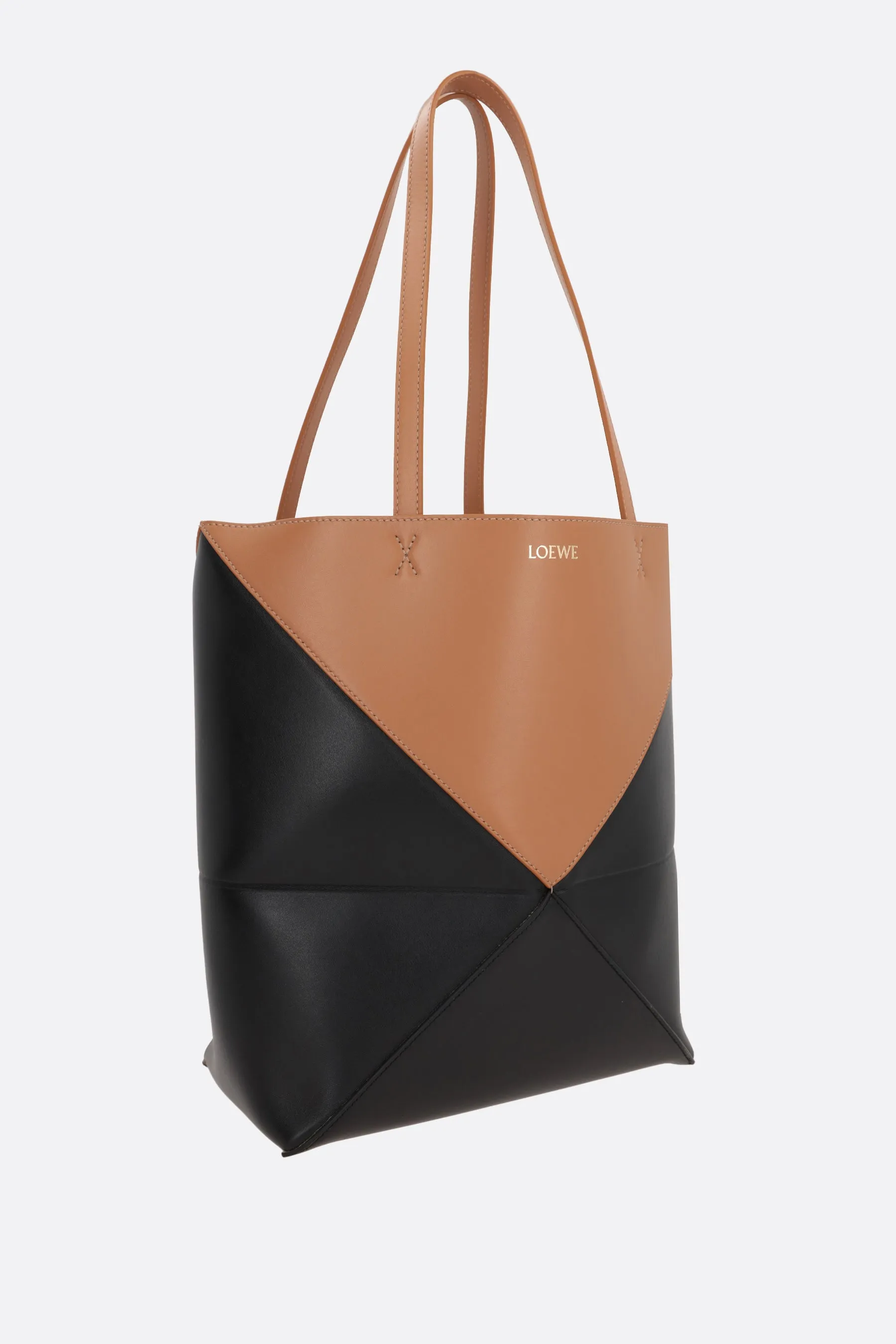 Puzzle Fold Smooth Leather Tote