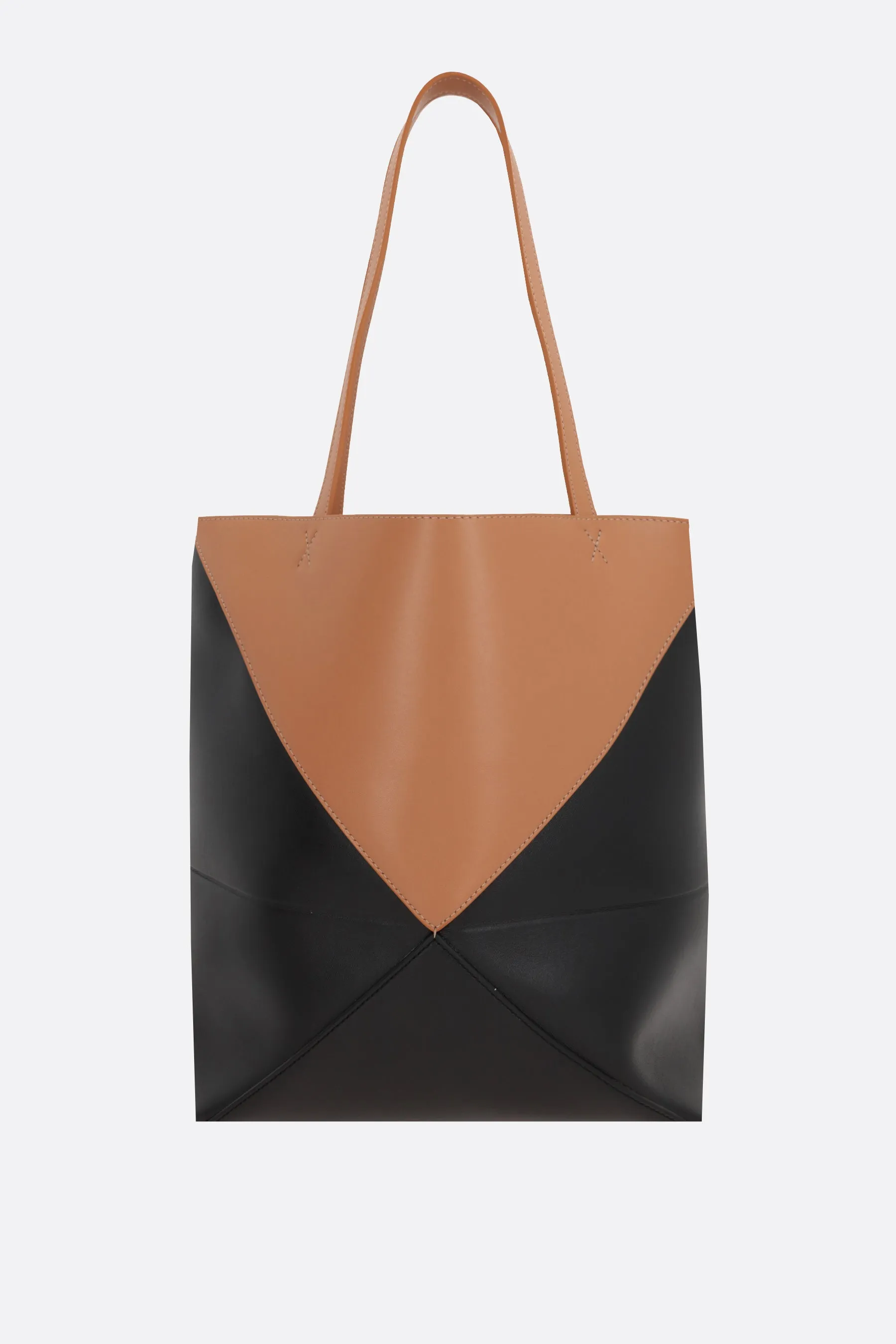 Puzzle Fold Smooth Leather Tote