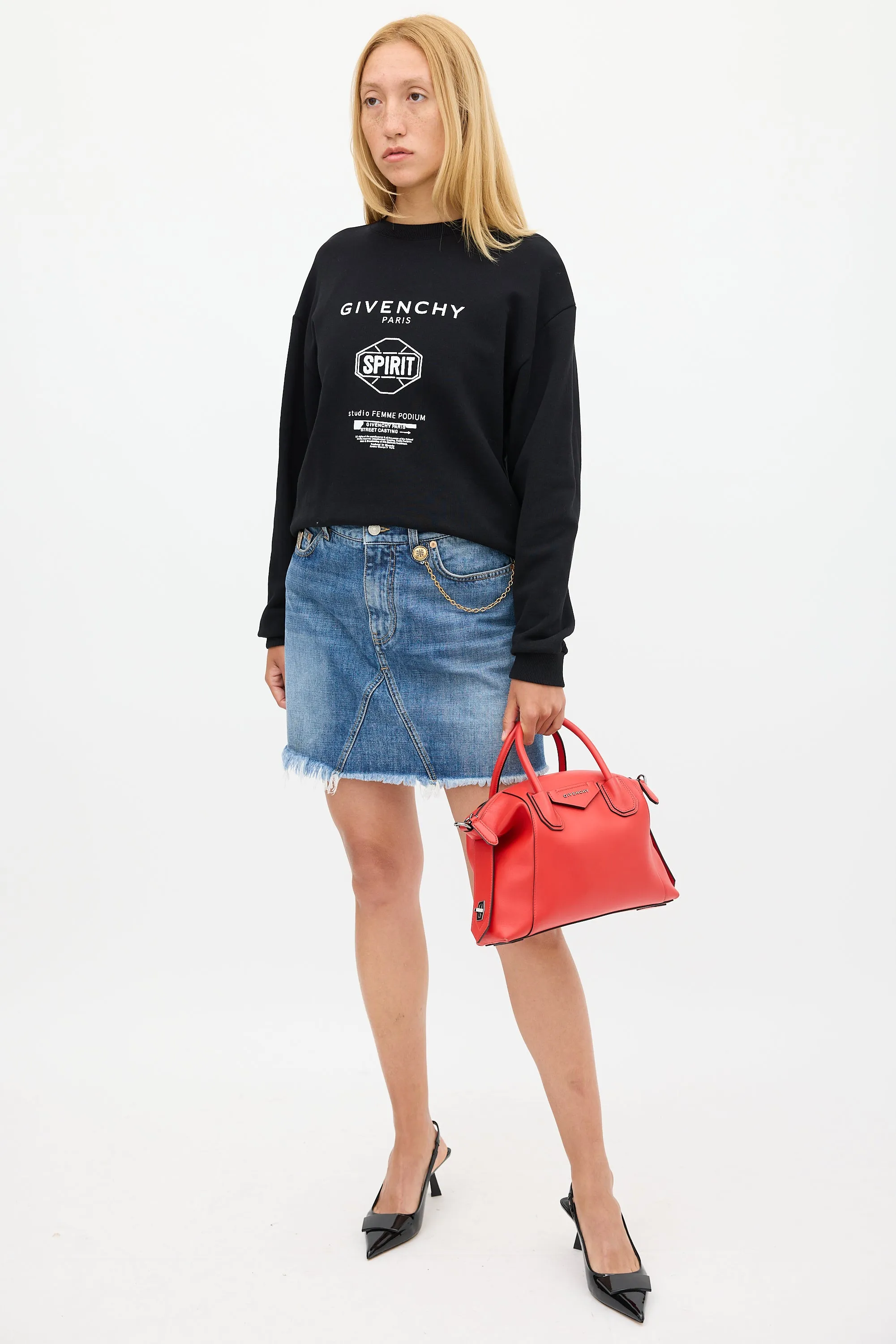 Red Leather Small Antigona Bag