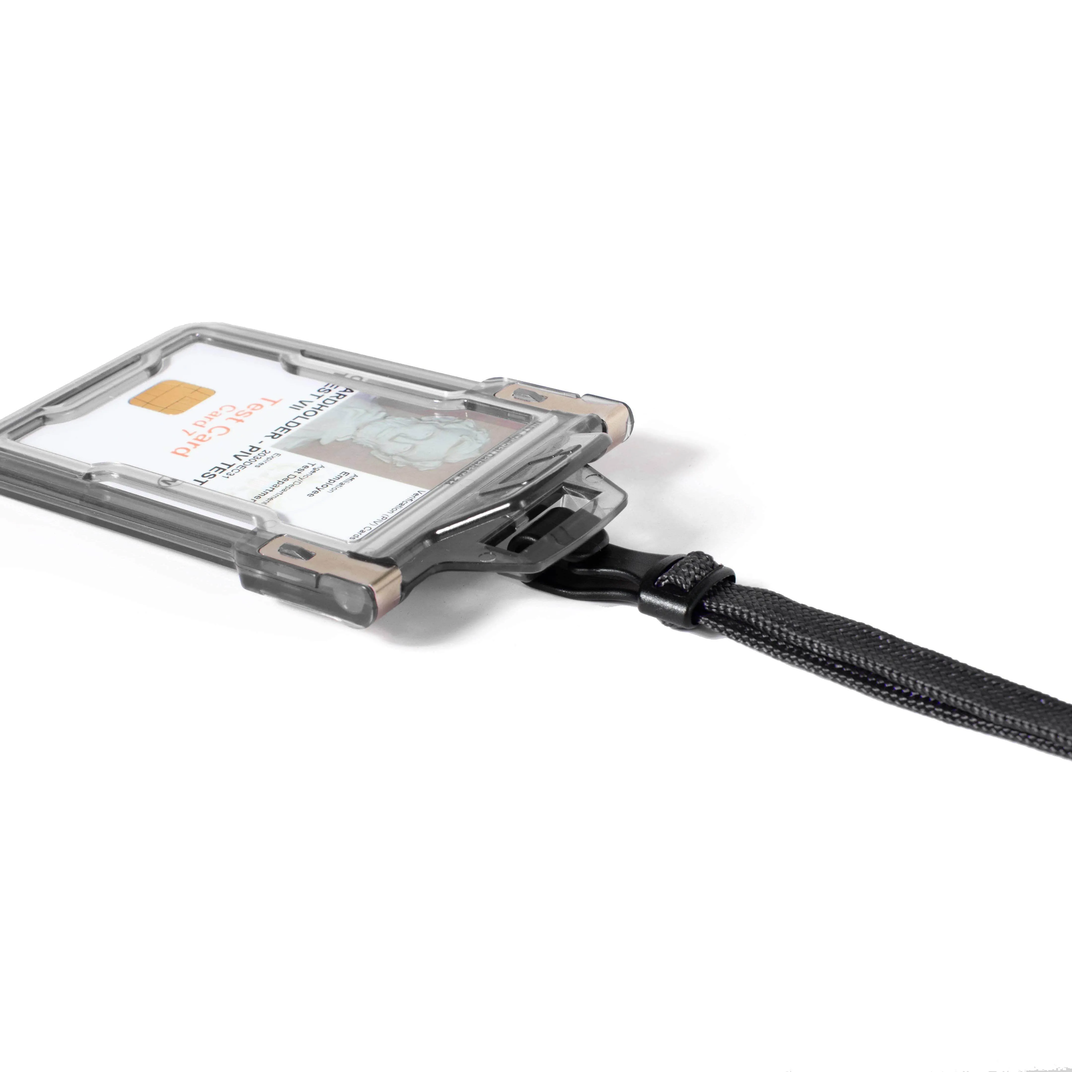 Secure Badge Holder Classic Vertical 1 ID Card Holder, and Lanyard Bundle