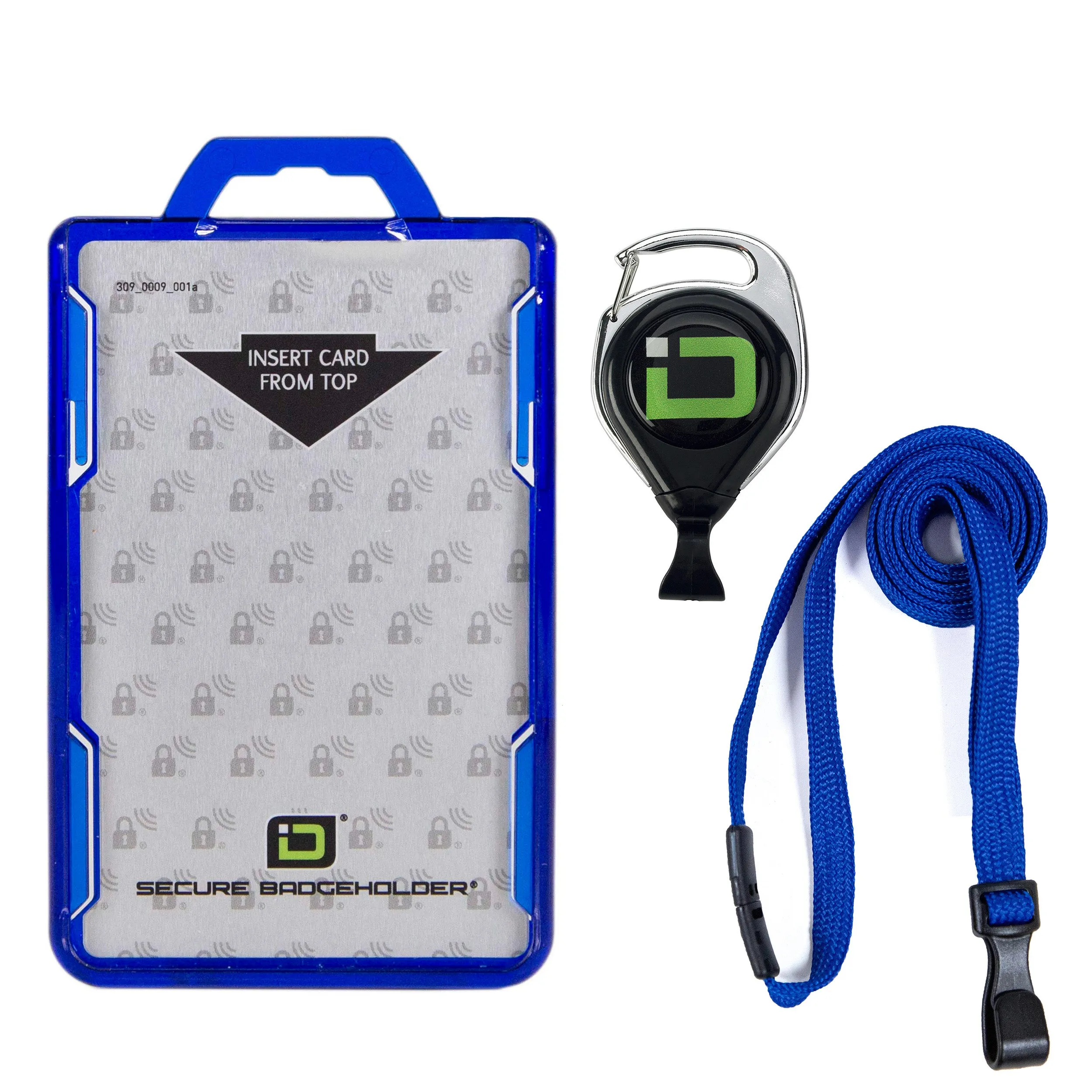Secure Badge Holder Duolite ® Vertical 2 ID Card Holder, Retractable Reel, and Lanyard Bundle