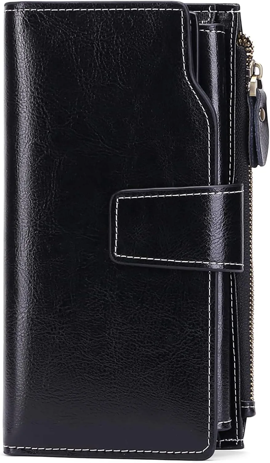 SENDEFN Women Leather Wallets RFID Blocking Clutch Card Holder Ladies Purse with Zipper Pocket