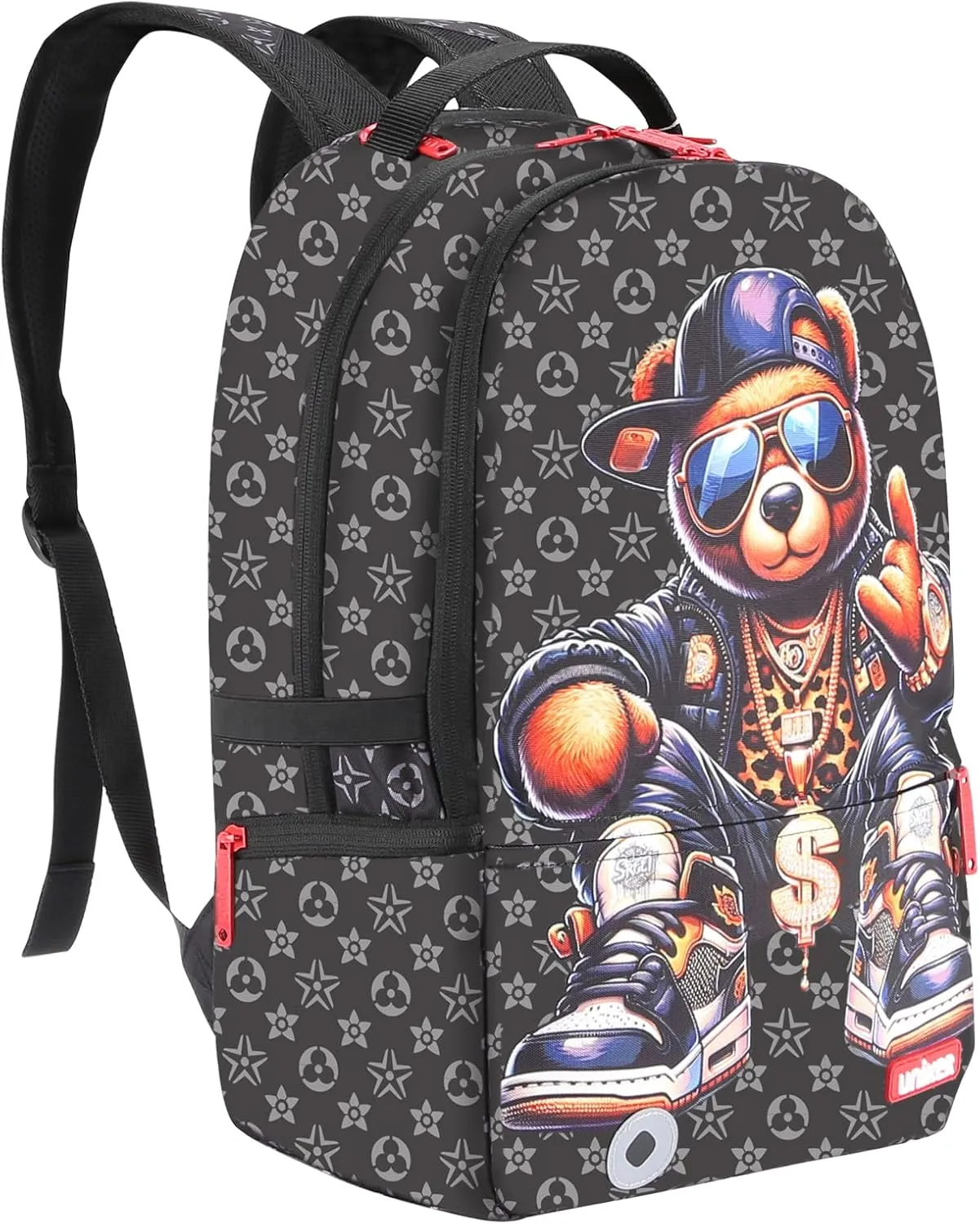 UNIKER Travel Laptop Backpack,Graffiti Backpack for Work,Designer Laptop Backpack for 15.6 Inch,Water Resistant Backpack Computer Bag,Fortune Bear