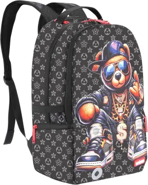 UNIKER Travel Laptop Backpack,Graffiti Backpack for Work,Designer Laptop Backpack for 15.6 Inch,Water Resistant Backpack Computer Bag,Fortune Bear