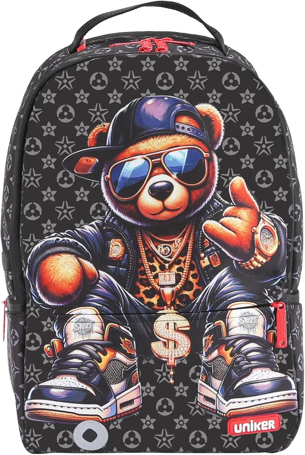 UNIKER Travel Laptop Backpack,Graffiti Backpack for Work,Designer Laptop Backpack for 15.6 Inch,Water Resistant Backpack Computer Bag,Fortune Bear