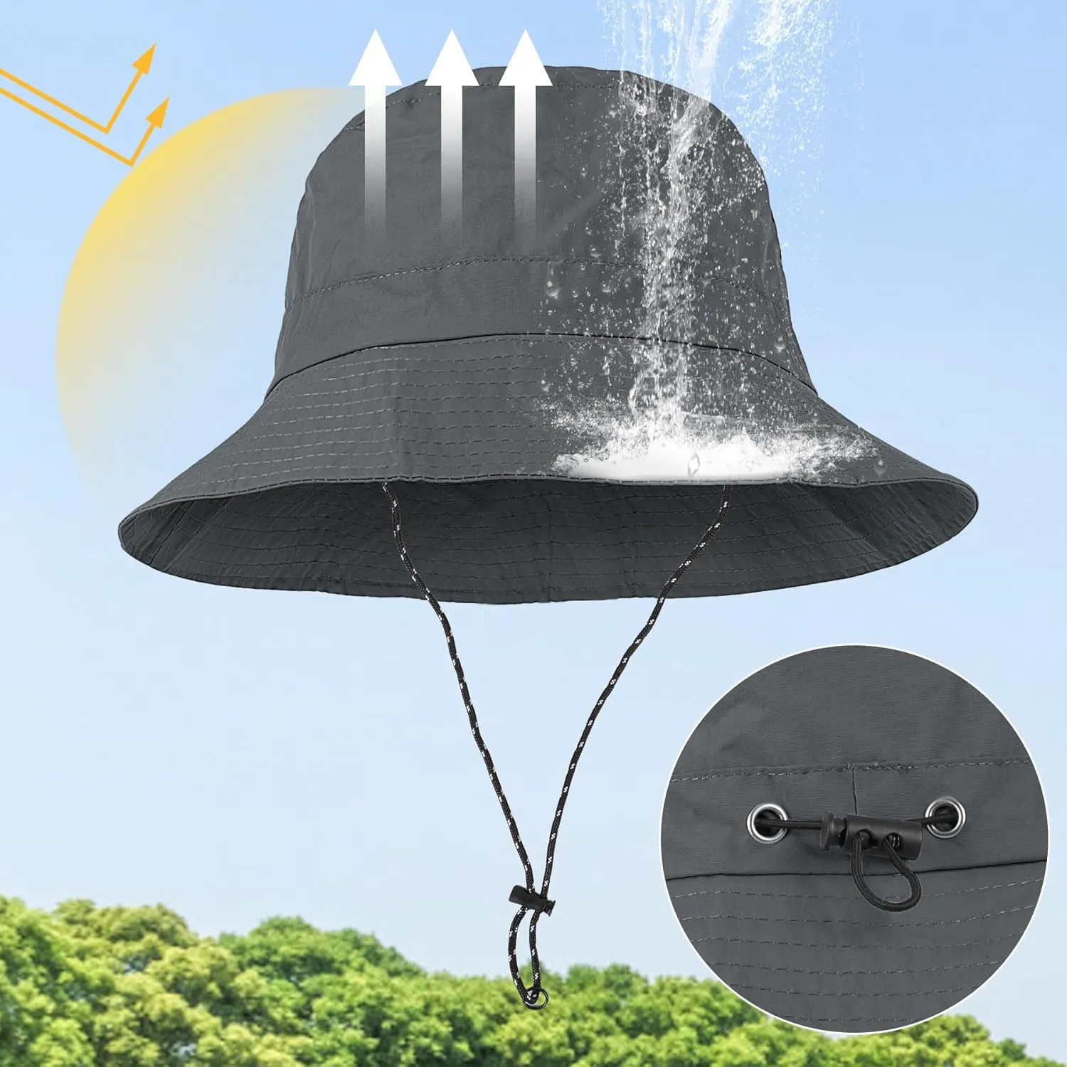 Waterproof Bucket Hat Women - UV Protection Rain Hats Ladies Packable Foldable Fishing Hat