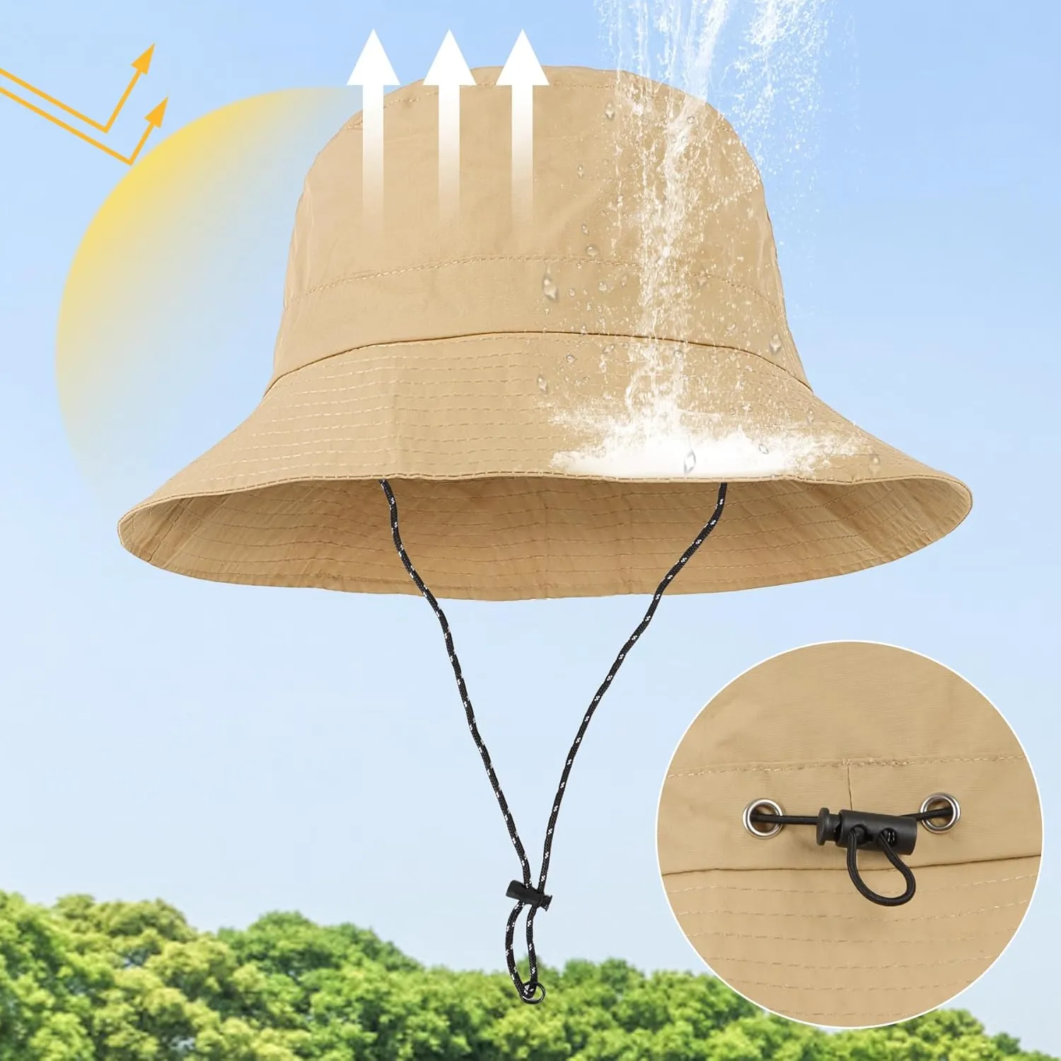 Waterproof Bucket Hat Women - UV Protection Rain Hats Ladies Packable Foldable Fishing Hat