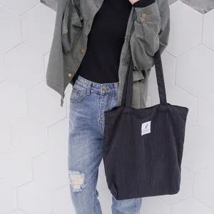 Women's Corduroy Canvas Shopping Bag – Reusable Foldable Eco Tote for Groceries & Everyday Use