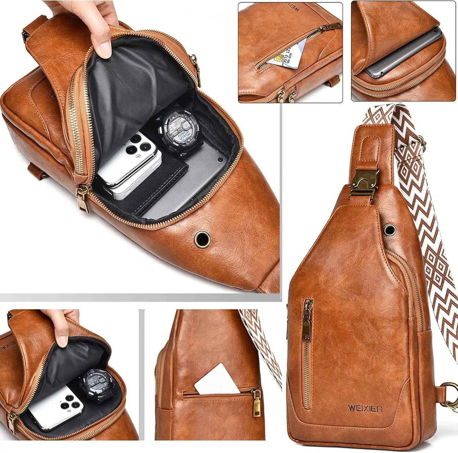Womens Sling Bag Crossbody Fanny Pack Purse Leather Casual Fashion Travel Daypack Sport Chest Satchel for Women
