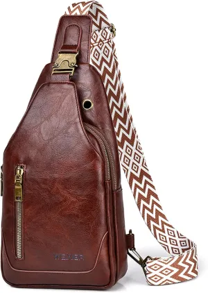 Womens Sling Bag Crossbody Fanny Pack Purse Leather Casual Fashion Travel Daypack Sport Chest Satchel for Women