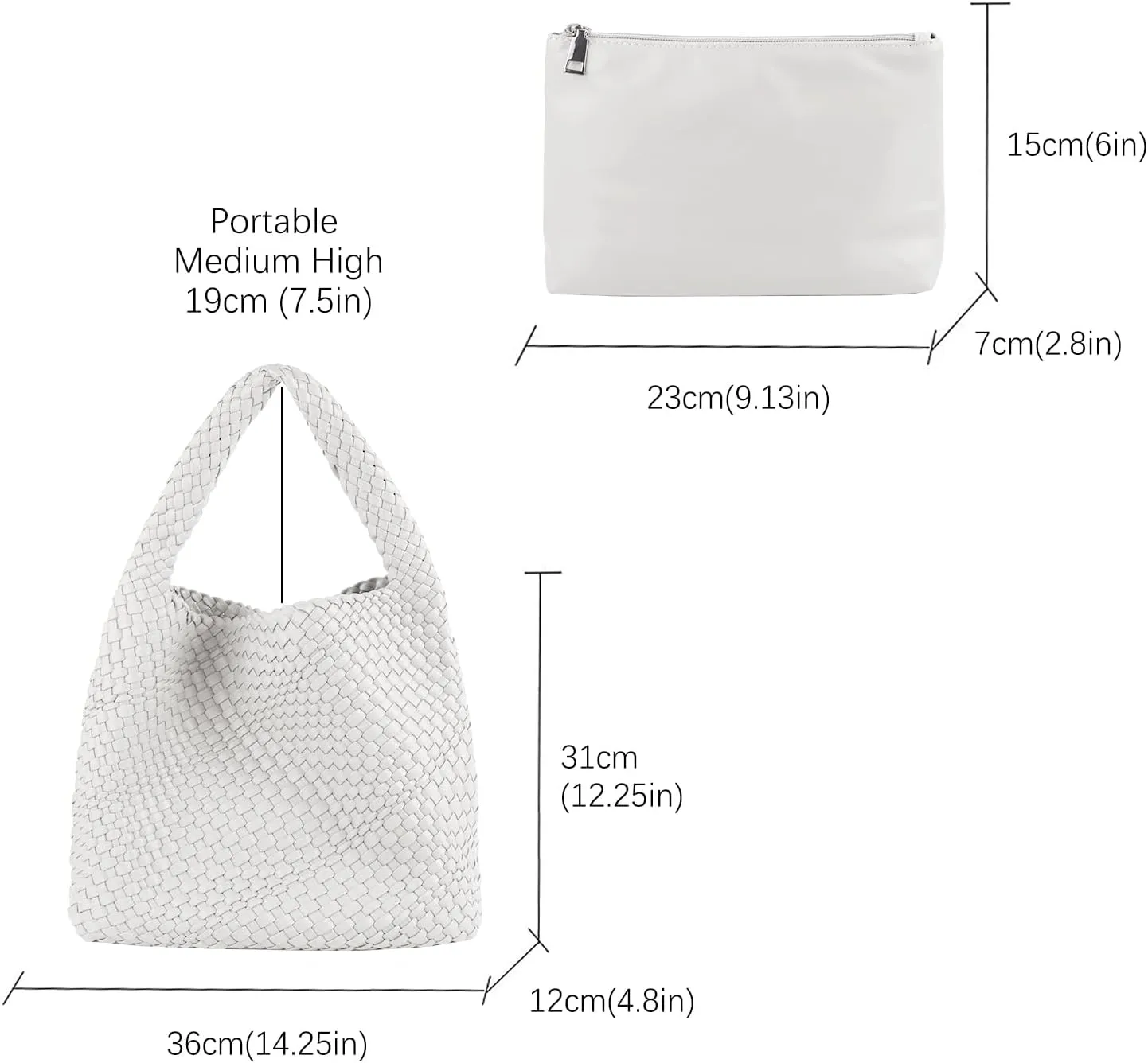 Woven Handbag Straw Purse for Women, Vegan Leather Shoulder Bag Top Handle Tote