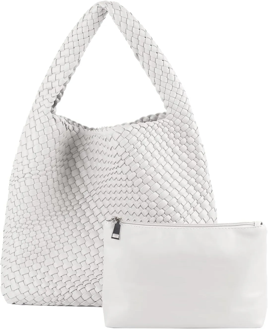 Woven Handbag Straw Purse for Women, Vegan Leather Shoulder Bag Top Handle Tote