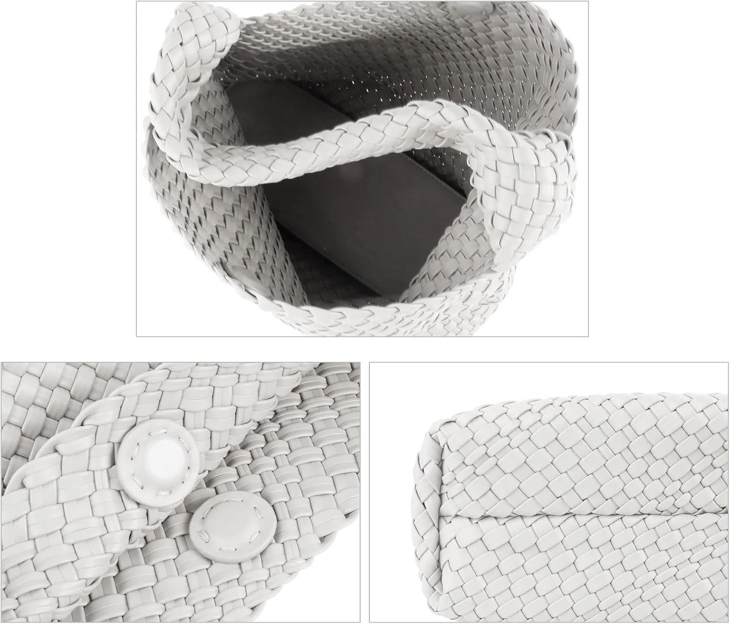 Woven Handbag Straw Purse for Women, Vegan Leather Shoulder Bag Top Handle Tote