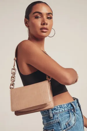 Zahra Shoulder Bag (Nude Croc) by Billini